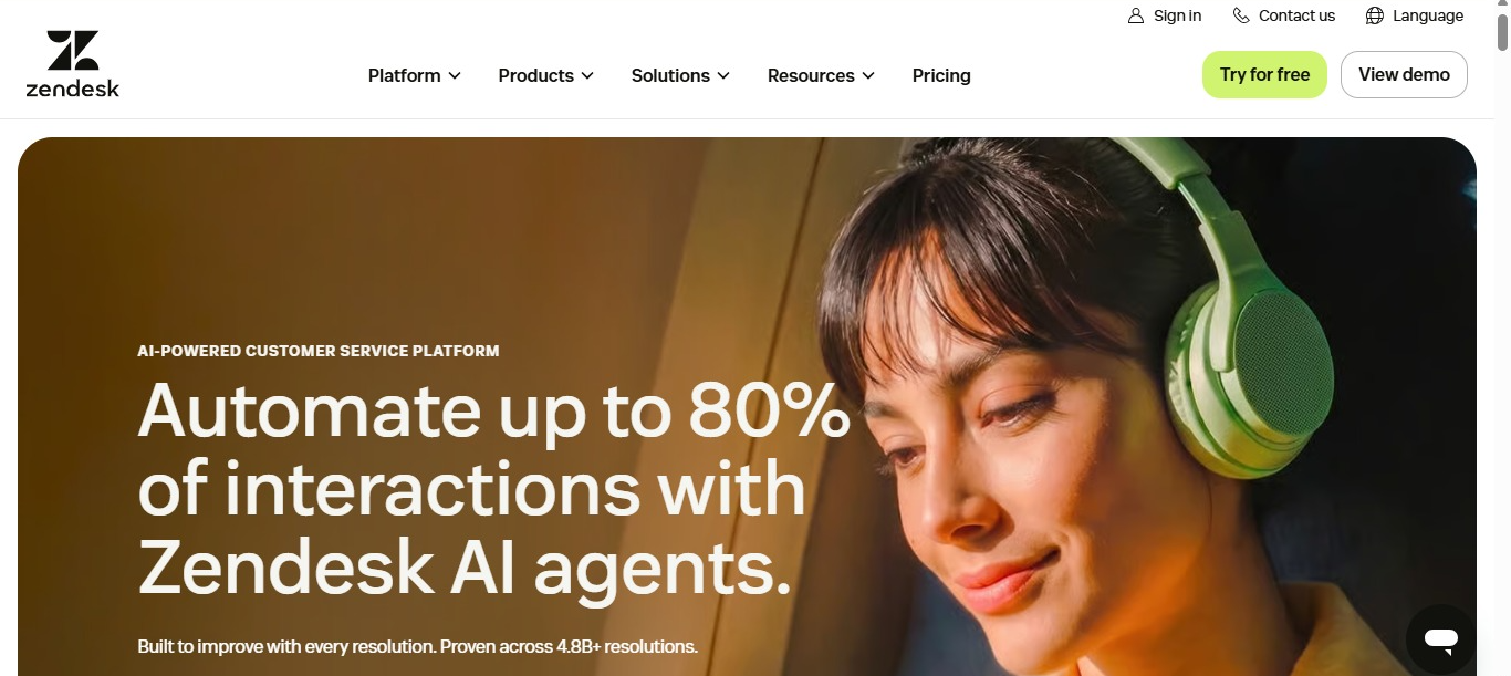 Zendesk Homepage