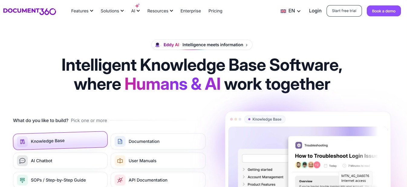 Document360 Homepage